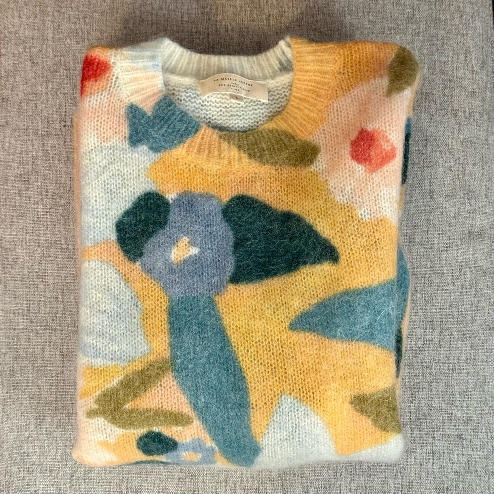 EUC Sezane Yellow Floral Isadora Jumper Sweater - Size Large